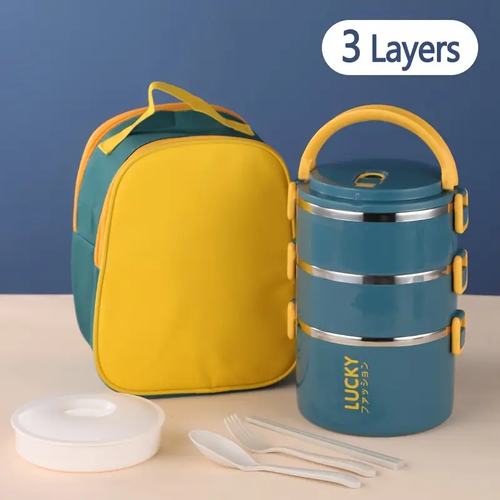 1 Set Stainless Steel Reusable Thermal Lunch Box