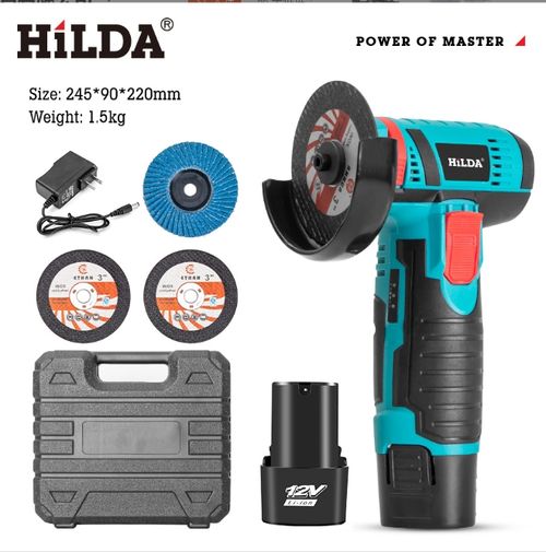 Multifunctional brushless angle grinder for cutting, grinding and polishing + 2 batteries