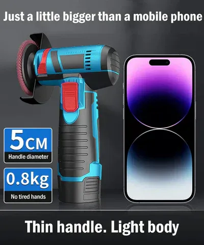 Multifunctional brushless angle grinder for cutting, grinding and polishing + 2 batteries