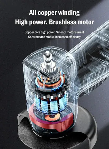 Multifunctional brushless angle grinder for cutting, grinding and polishing + 2 batteries