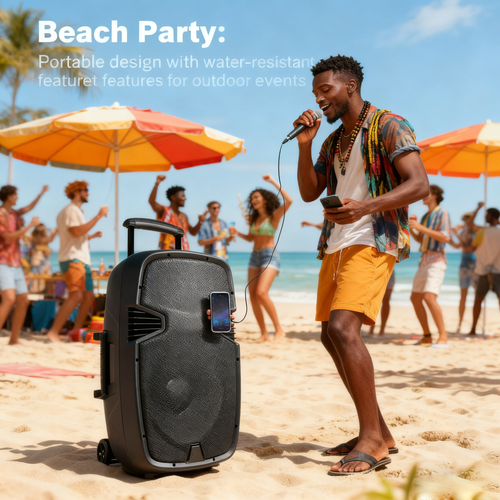 Ghana Must-Have High-Volume Bluetooth Outdoor Speaker with Wireless Mics – Ideal for Parties, Gatherings & More!