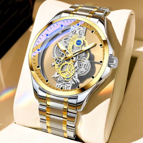 🔥🔥🔥Double-sided transparent hollow automatic mechanical men's watch top brand original men's watch luxury chronograph quartz sports watch men's watch waterproof luminous watch