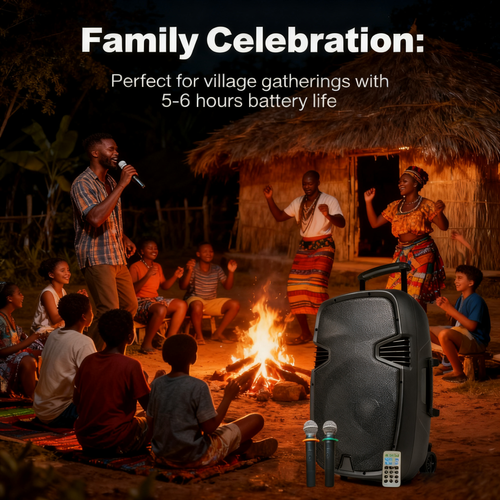 Ghana Must-Have High-Volume Bluetooth Outdoor Speaker with Wireless Mics – Ideal for Parties, Gatherings & More!