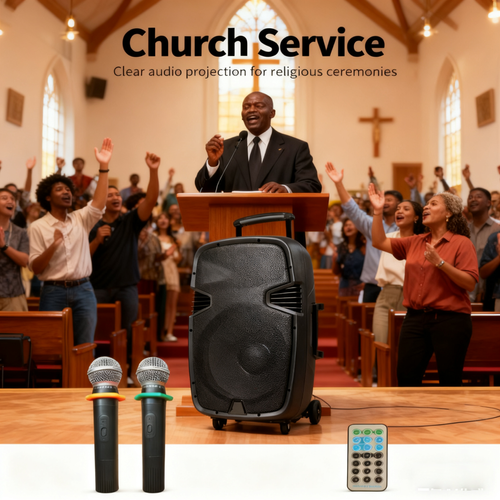 Ghana Must-Have High-Volume Bluetooth Outdoor Speaker with Wireless Mics – Ideal for Parties, Gatherings & More!