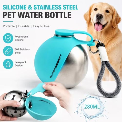 2-in-1 Stainless Steel Dog Water Bottle