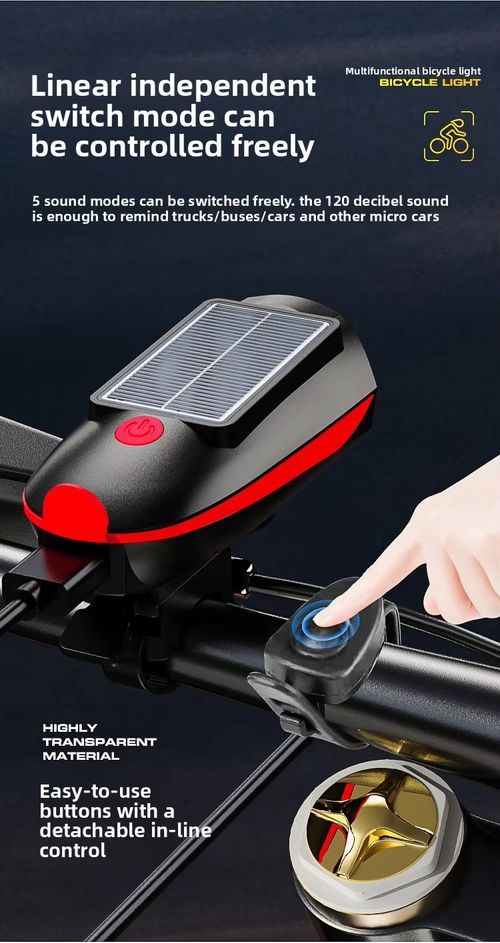 Solar-powered mountain bike headlight with horn