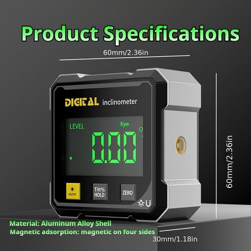 High-precision digital laser inclinometer and electronic angle measuring tool