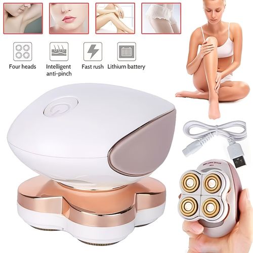 Rechargeable 4-Head Painless Full-Body Hair Remover for Hands and Feet