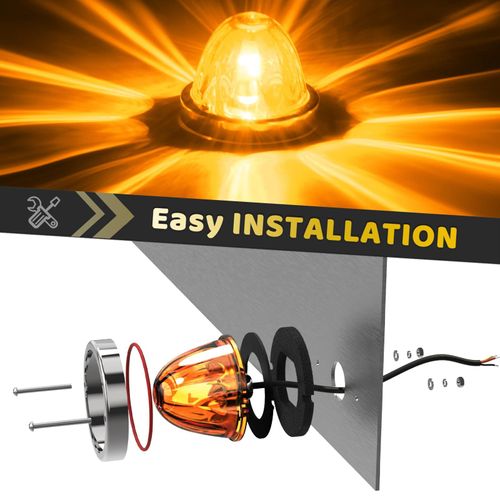 🔥HOT SALE🔥 COD！Two-Tone Watermelon-Shaped LED Truck Side Marker Lights, Vehicle Chassis Lights (Constant On + Strobe) Safety Indicator Lights