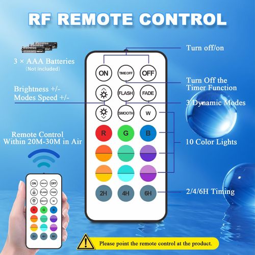 🔥HOT SALE🔥 COD！Remote Control Color Changing Waterproof LED Submersible Pool Light For Outdoor Swimming Pool