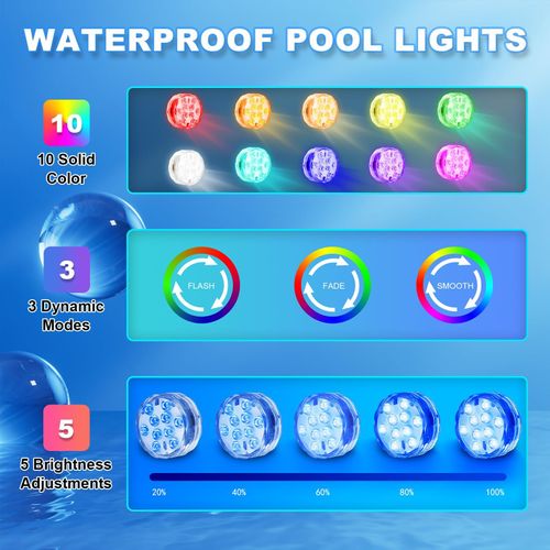 🔥HOT SALE🔥 COD！Remote Control Color Changing Waterproof LED Submersible Pool Light For Outdoor Swimming Pool