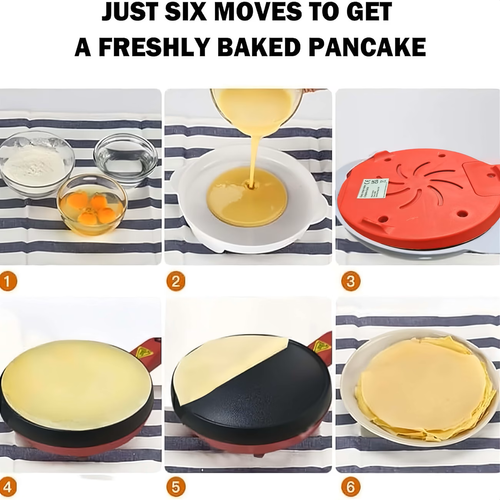 Complimentary dish + oil Pan + oil brush UK standard pancake maker, fast-heating home pancake breakfast machine, 600W high power for frying steak, non-stick easy-to-clean electric baking tray, with oil guide edge for frying meat