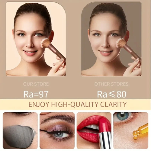 LED Rechargeable Makeup Mirror, 3 Color light, Touch Screen for Travel