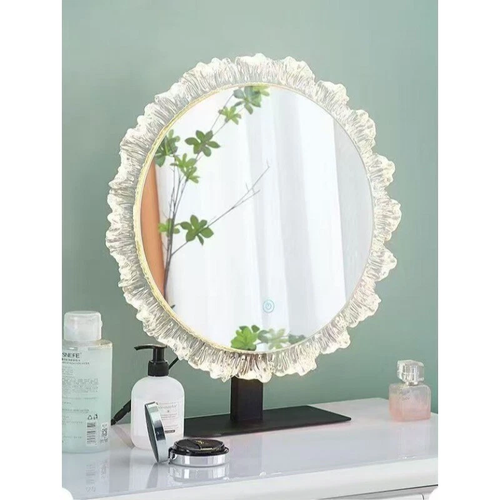 Sunflower light luxury makeup mirror acrylic desktop with lamp bedroom luminous