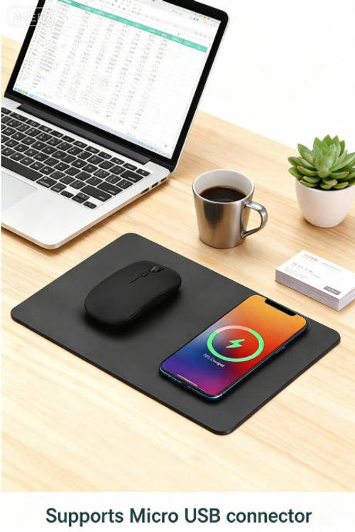 Aluminum Alloy Wireless Charging Mouse Pad 15W Fast Charging Office Desk Mat