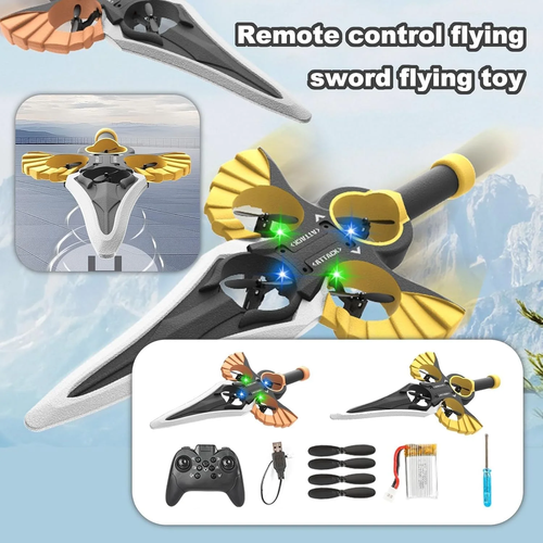 Flying Sword RC Drone for Kids & Adults - Gesture & Remote Control, 3-Speed Glider with 360° Flip, Double Battery, Durable EPP Material, Easy to Fly Toy Gift