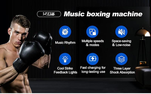 🎵 Bluetooth Music Boxing Machine – Interactive Fitness Game, LED Lights & Safe Inflatable Design 🎯