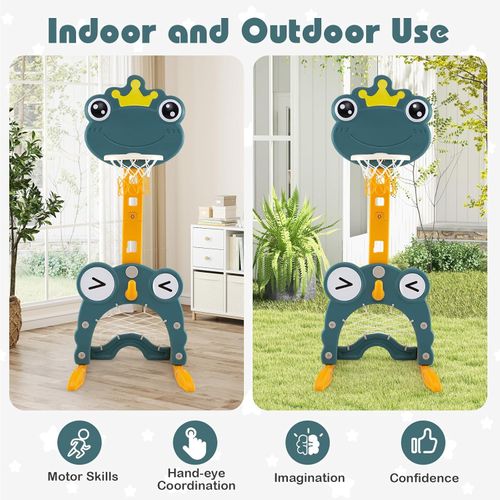 4-in-1 Basketball Hoop, Soccer Goal, Golf & Ring Toss Game Set