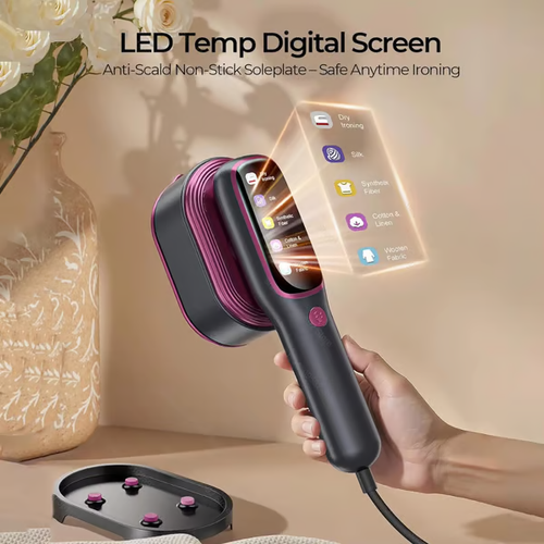 2-in-1 Handheld Smart Digital Display Steamer Iron - 15s Heat Up & 5 Adjustable Steam