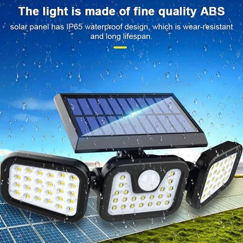 74LED Solar 3 Heads Rotatable Lamp Motion Sensor Wall Lamp