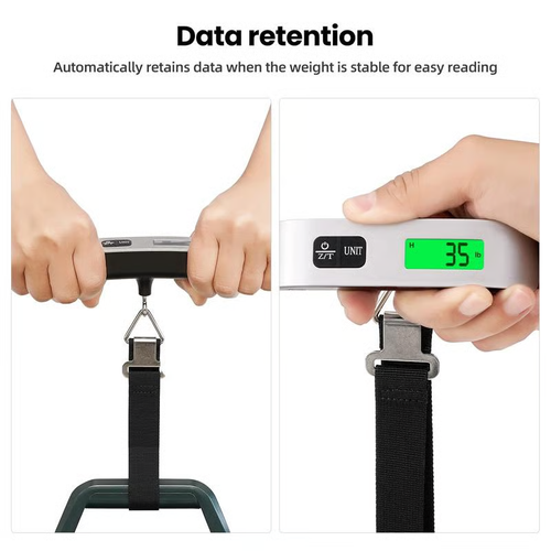 ✨ Portable Digital Luggage Scale, 50kg Hanging Baggage Scale with Backlit LCD Display