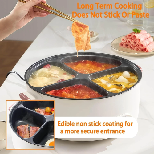 Four Grid Multifunctional Stew Pot Electric Pot 4 Compartment Divider Cooker 7L