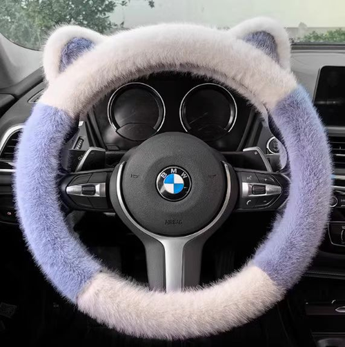 🎁Universal Non-slip Soft Cute Cat Ears Plush Steering Wheel Cover