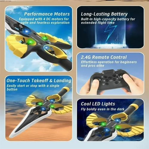 Flying Sword RC Drone for Kids & Adults - Gesture & Remote Control, 3-Speed Glider with 360° Flip, Double Battery, Durable EPP Material, Easy to Fly Toy Gift