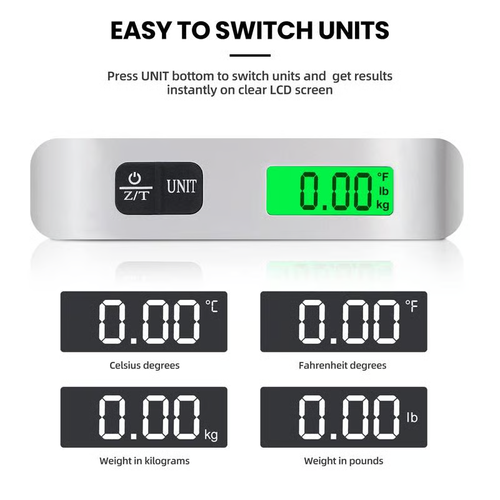✨ Portable Digital Luggage Scale, 50kg Hanging Baggage Scale with Backlit LCD Display
