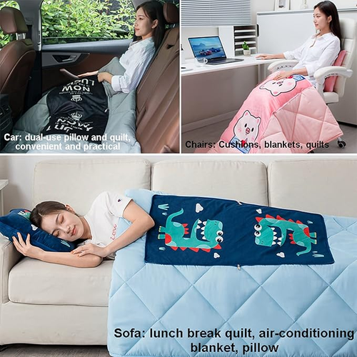 2 in 1 Foldable Cushion 45 x 45 cm, Couch Cushion, Quilt, Camping Cushion, Car Blanket, Decorative Cushion, Multifunctional, Portable for Watching TV on the Sofa, Planes, Office