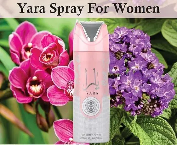 Yara Perfumed Body Spray 200ml by Lattafa Luxurious Deodorant Perfume Spray for Women, Perfect Gift Body Spray