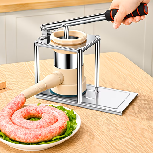 Stainless Steel Manual Sausage Maker Kit - Perfect for Homemade Hot Dogs & Meatballs, Includes Stuffer Tube - Ideal for Home Kitchen Use, Pressing, Sausage Maker