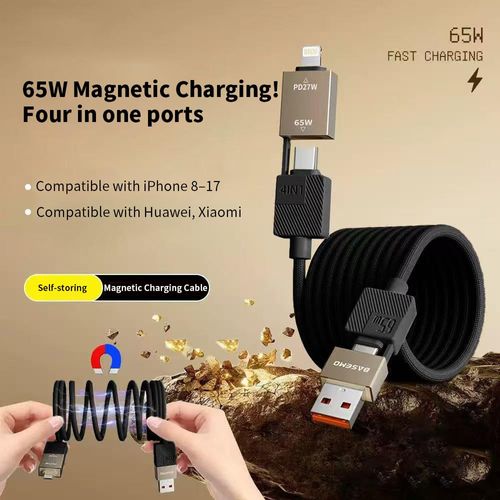 4-in-1 Magnetic Self-Storing Charging Cable