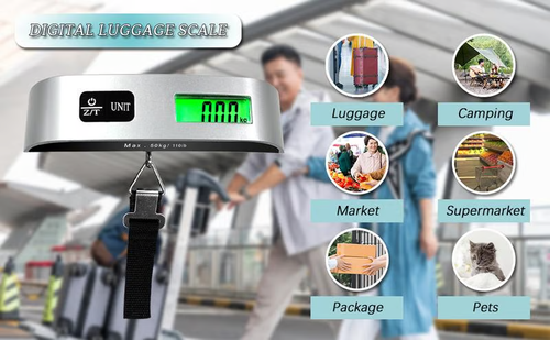 ✨ Portable Digital Luggage Scale, 50kg Hanging Baggage Scale with Backlit LCD Display