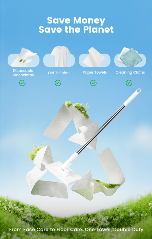 🔥 50% OFF!! ✨🧹Reusable Mop – Biomimetic Self-Clamping Clamp, 100 cm Telescopic Handle, 360° Rotation & Eco-Friendly (Multi-Surface)!