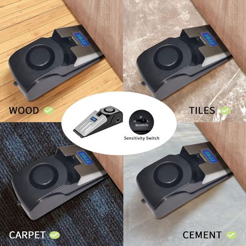 ZZRUI Door Stop Alarm with 120dB Siren, 4 Pack Portable Security Door Stopper Wedge Alarm for Travel, Home, Apartment, Dorm, Hotel, Entry Alert Safety Device for Women & Kids