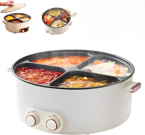 Four Grid Multifunctional Stew Pot Electric Pot 4 Compartment Divider Cooker 7L