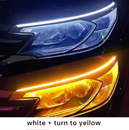 2pcs 30cm LED DRL Car Daytime Running Light Flexible Waterproof Strip Auto Headlights White Turn Signal Yellow Brake Flow Lights 12V