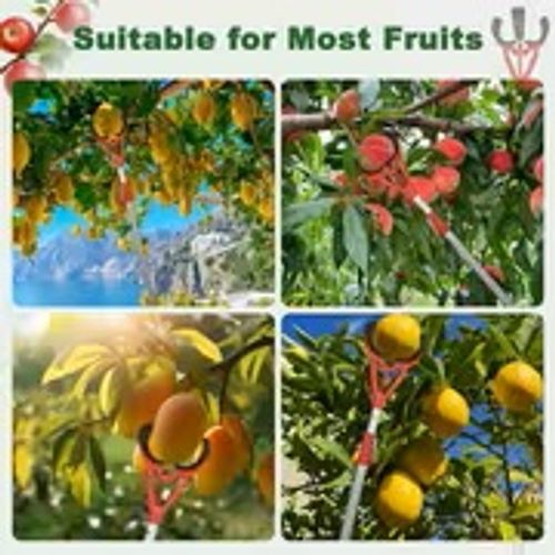 Fruit Picker, Long Reach Fruit Harvester114.0-170.08cm Telescoping Fruit Picker Pole, High-Reach Fruit Grabber for Apples, Pears, Persimmons, Lemons, Mangoes