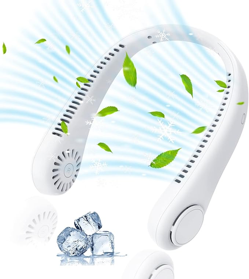Portable Neck Fan, Rechargeable Personal Neckband Hands Free Bladeless Fan, 360° Surround Vaneless Hanging Neck Fans with 3 Speeds Adjustable