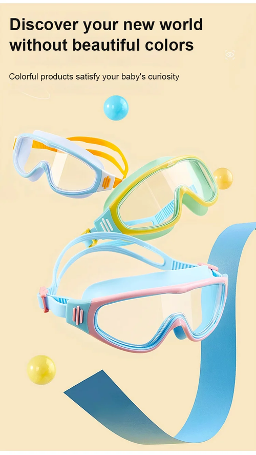 🔥HD children's large frame waterproof and anti-fog swimming goggles