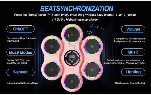 🎵 Bluetooth Music Boxing Machine – Interactive Fitness Game, LED Lights & Safe Inflatable Design 🎯