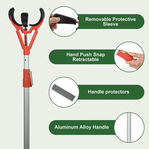 Fruit Picker, Long Reach Fruit Harvester114.0-170.08cm Telescoping Fruit Picker Pole, High-Reach Fruit Grabber for Apples, Pears, Persimmons, Lemons, Mangoes