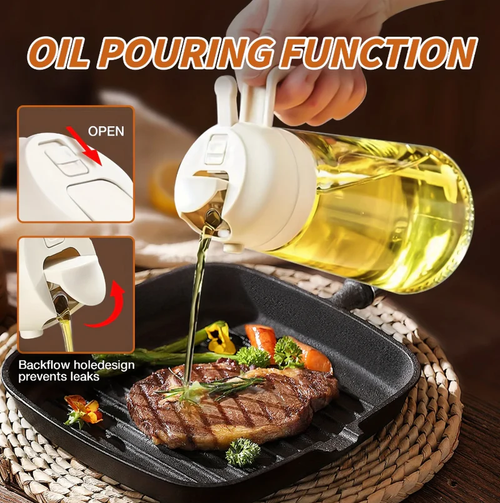 2-in-1 Smart Oil Dispenser — Spray & Pour Precision Bottle for Kitchen, BBQ & Air Fryers(2pcs)