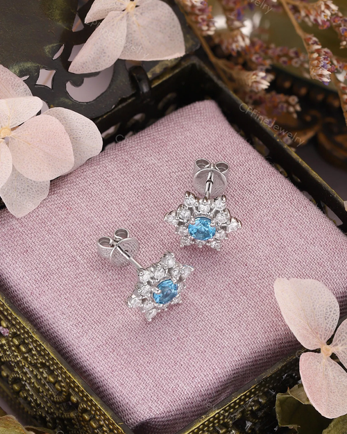 Topaz Snowflake Earrings, Rose Gold Jewelry, Winter Holiday Present by CPFineJewelry