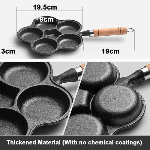 5-cup Cast Iron Non-stick Egg Frying Pan