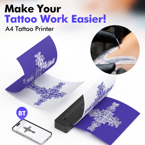 Thermal Bluetooth Tattoos Printer Mini Thermal Printer A4 Paper Photo Printer