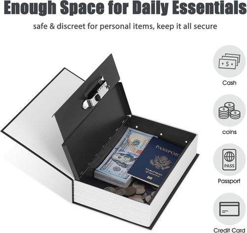KYODOLED Diversion Book Safe with Combination Lock, Secret Safe Metal Lock Box, Money Storage Collection Box