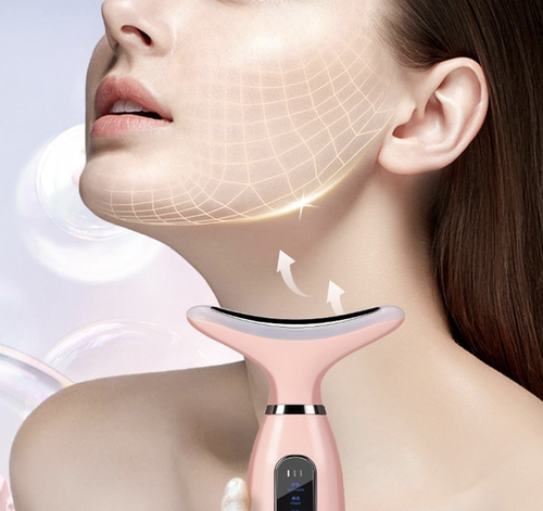Face Massager Machine with Warm Compress 4 Color Light Skin Care Anti-Wrinkle Face Lift Device Heat