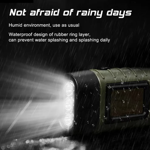 New Hand Crank Charging Light, LED Flashlight, Human Power Generation, Solar Power Generation, Carabiner Design, Hand Crank Charging, Solar Charging, Small, Handy Light, Hook Included, Portable